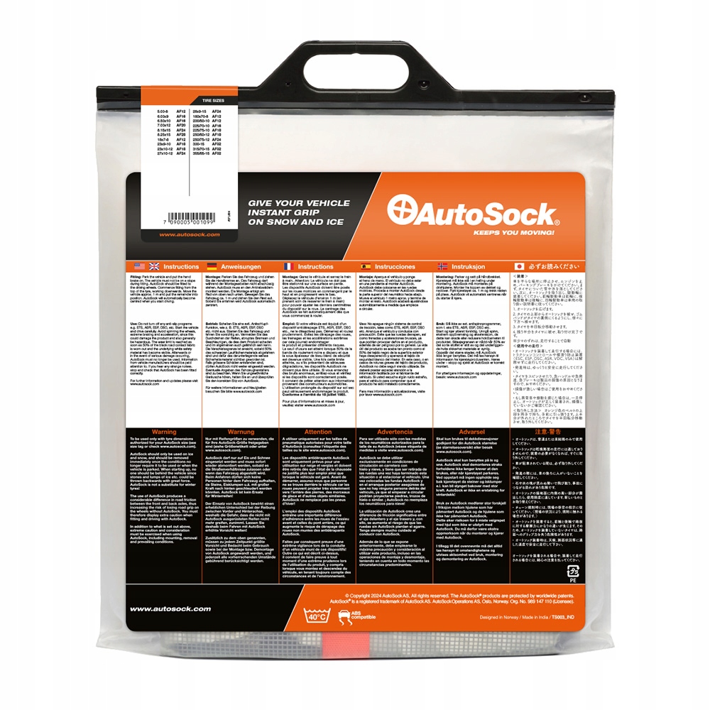 Tekstylne łańcuchy śniegowe Autosock AS-AF18 TUV Producent Autosock