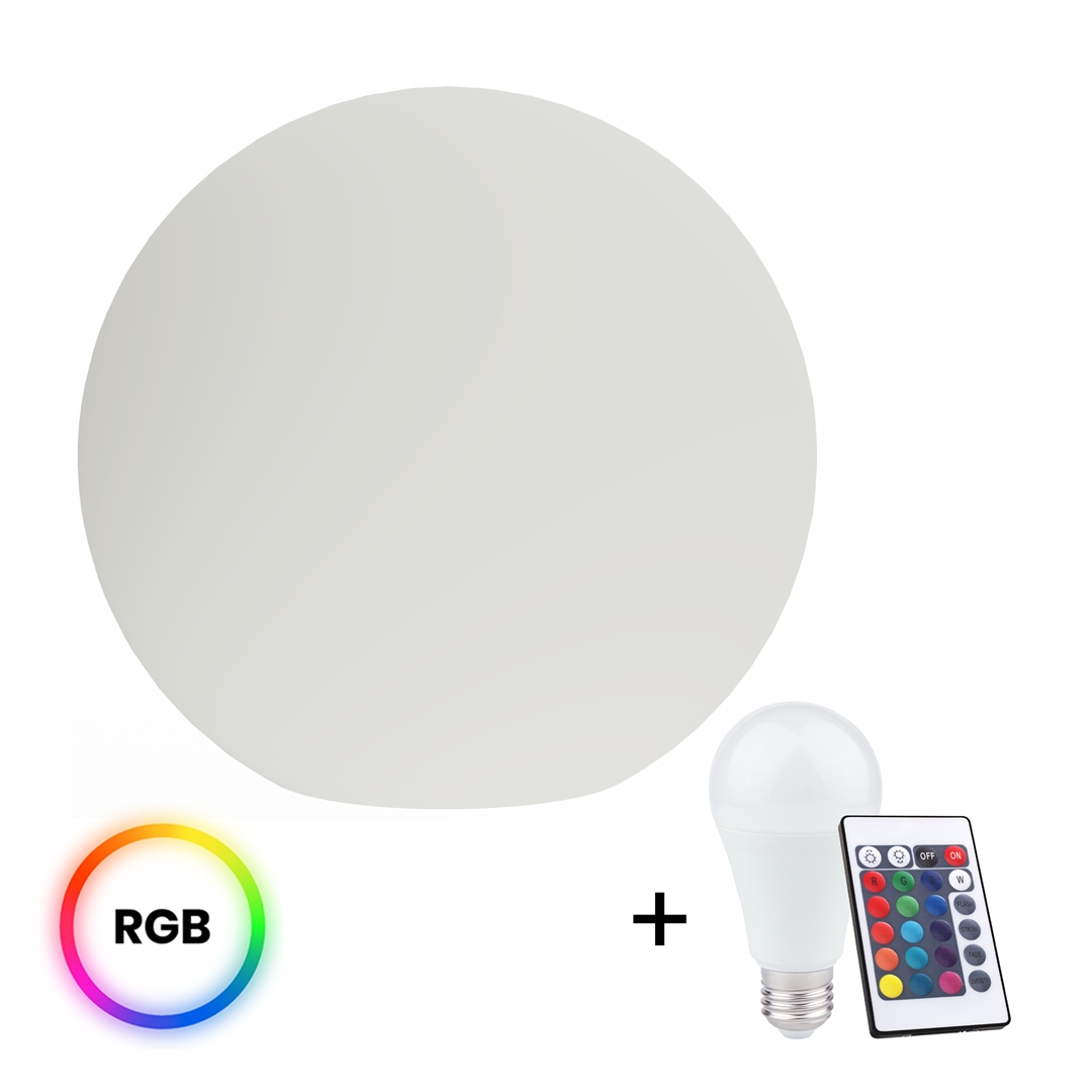 EKO1367 Záhradná guľa FI600 s žiarovkou E27 10W Rgb diaľkový ovládač Globo Eko-light