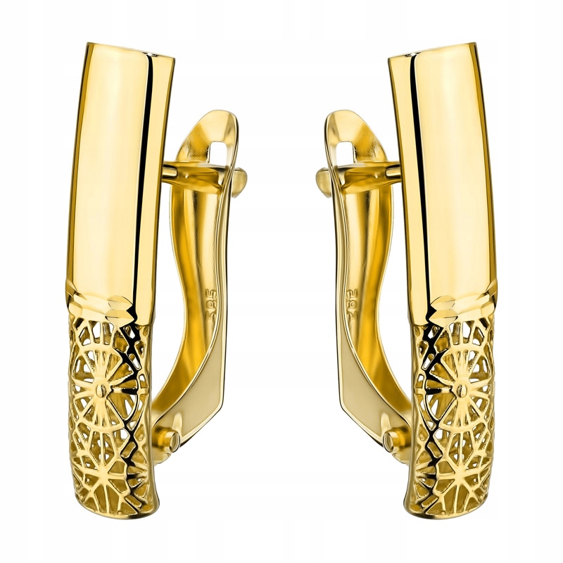 Zlaté Náušnice Anglické pr. 585 Hladké s ažurovým zdobením 14k