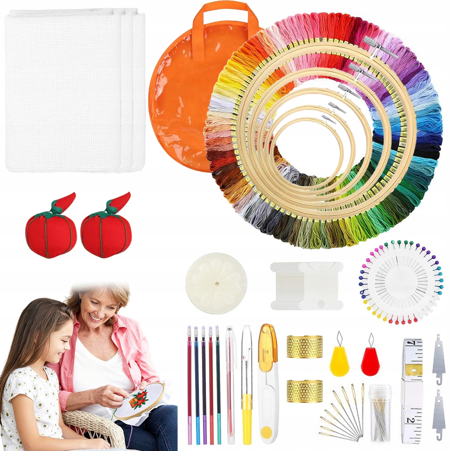 Sada Na Vyšívání Vyšívací Jehly Diy 124 Barvy Vyšívacích Nití