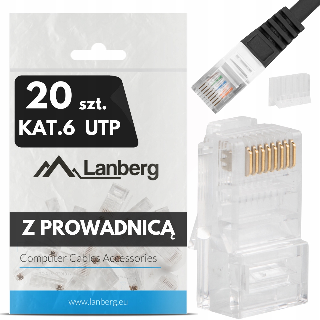 Wtyki RJ-45 kat. 6 Lanberg PLU-6020 20 sztuk