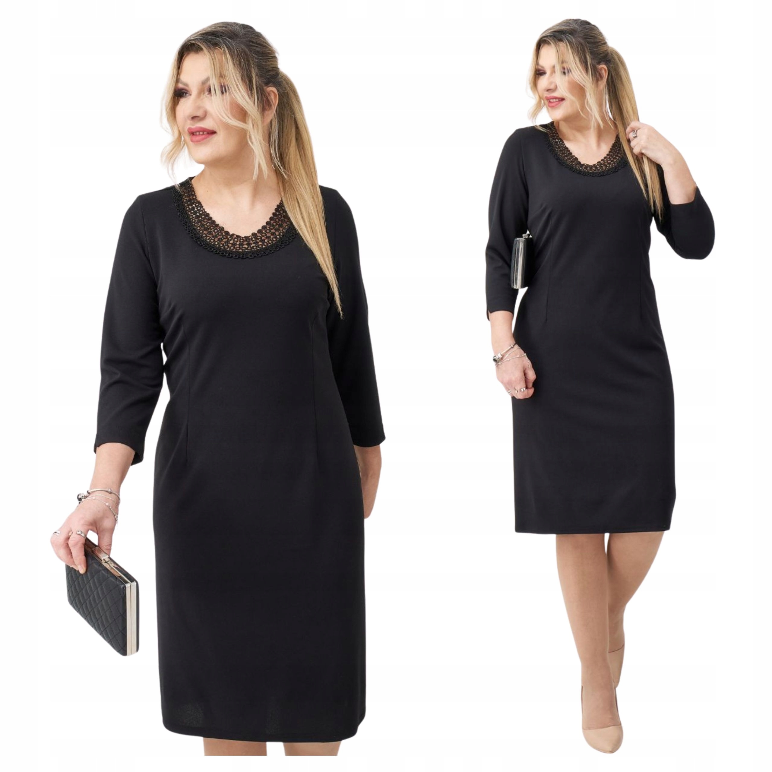 Sukienka Gipiura Klasyczna Gładka Polski Producent Duże Rozmiary