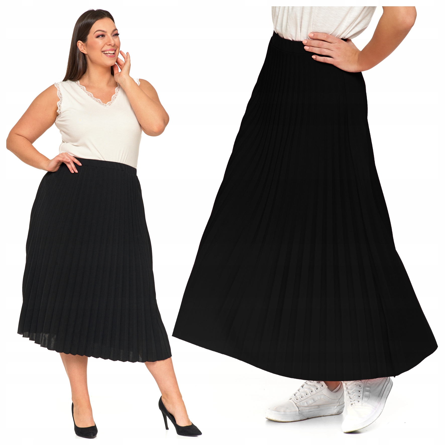 PLISOWANA SPÓDNICA DAMSKA MAXI DŁUGA ELEGANCKA GŁADKA MORAJ L/XL CZARNA