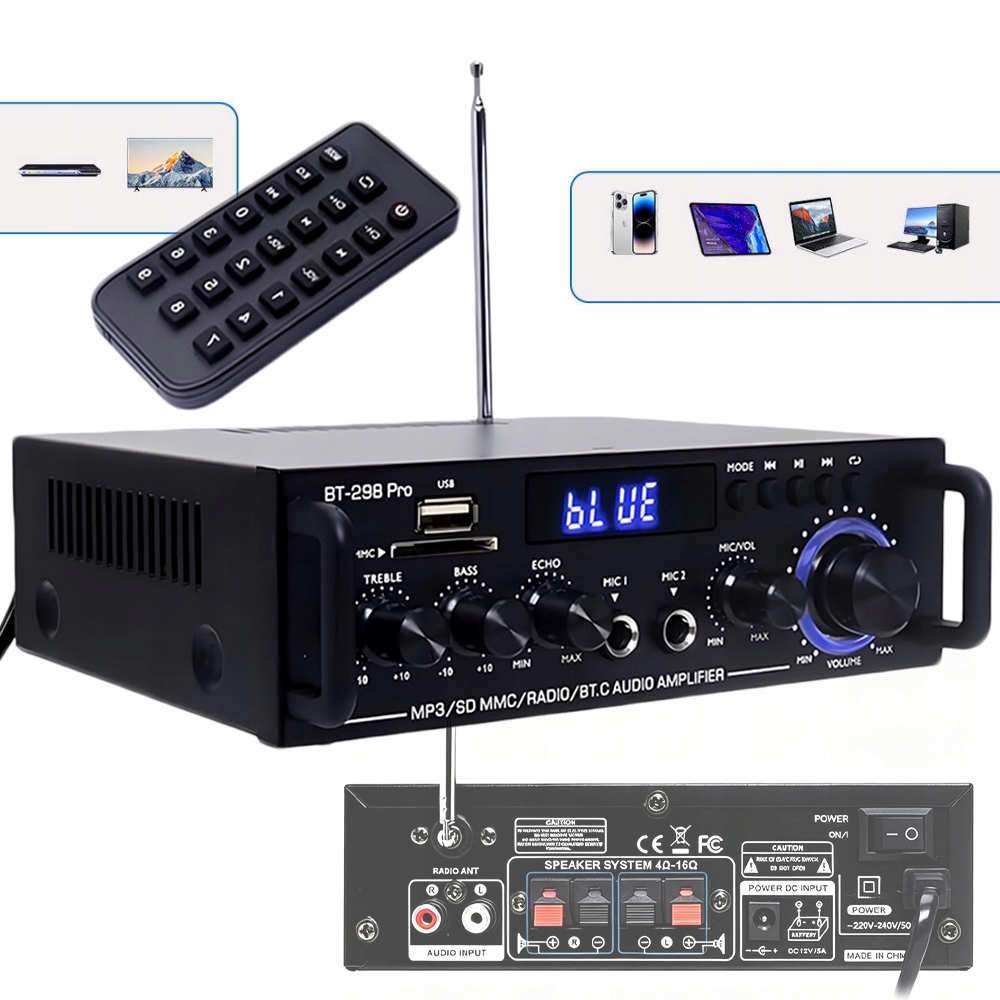 Hifi Stereo Zesilovač Bluetooth 5.0 Mini Audio Přehrávač, Snadno Ovladatelný