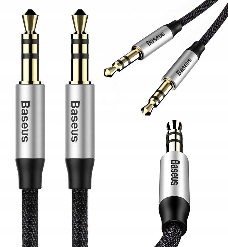 

Kabel Baseus Audio Mini Jack 1,5M Srebrny Mocny