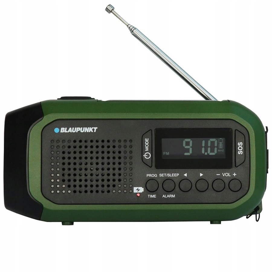 Solární síťové a bateriové rádio Am, Fm Blaupunkt ER20 anténa hodiny Sos
