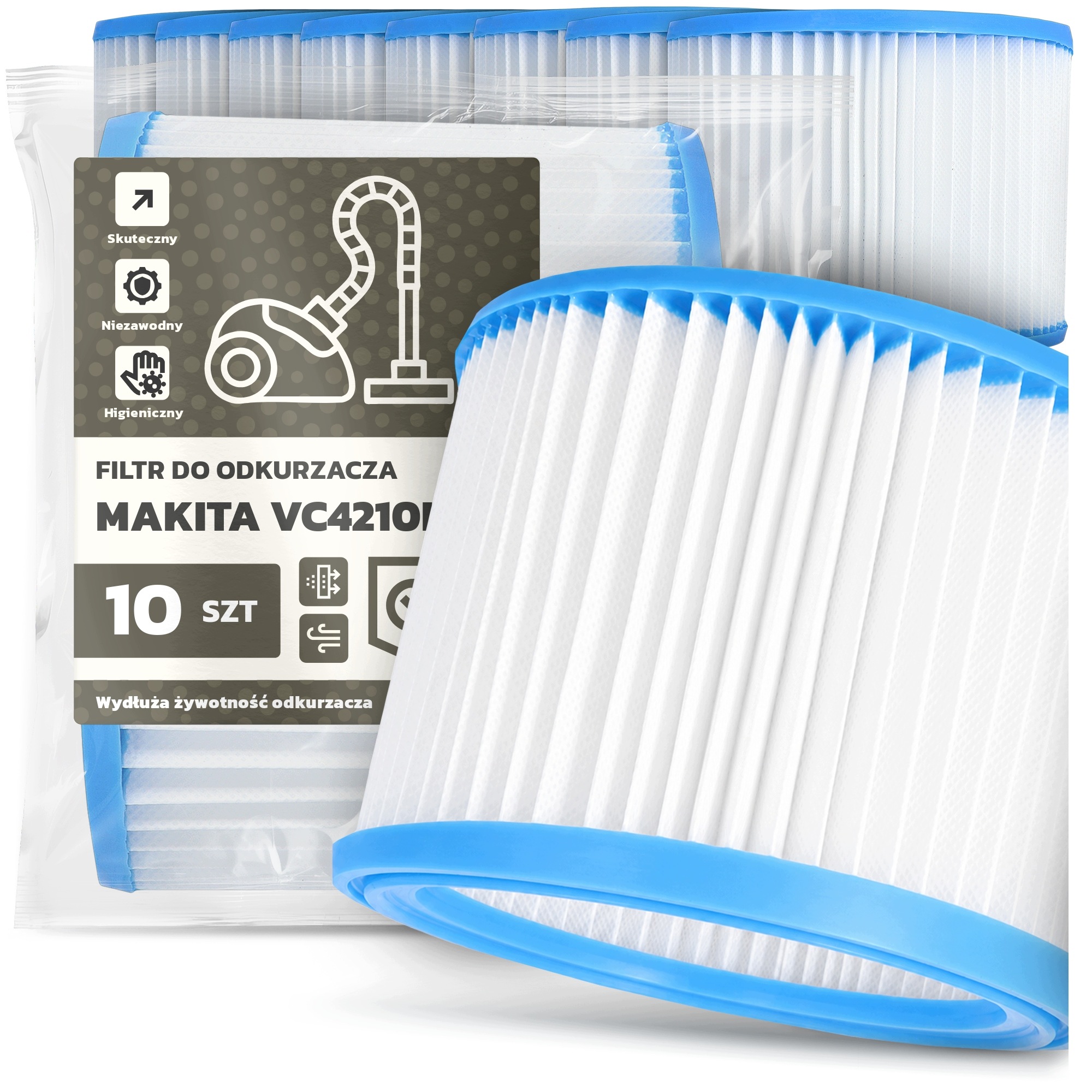 10 x Filter Vzduchu Do Vysávača Makita VC4210L Náhrada za Filtry