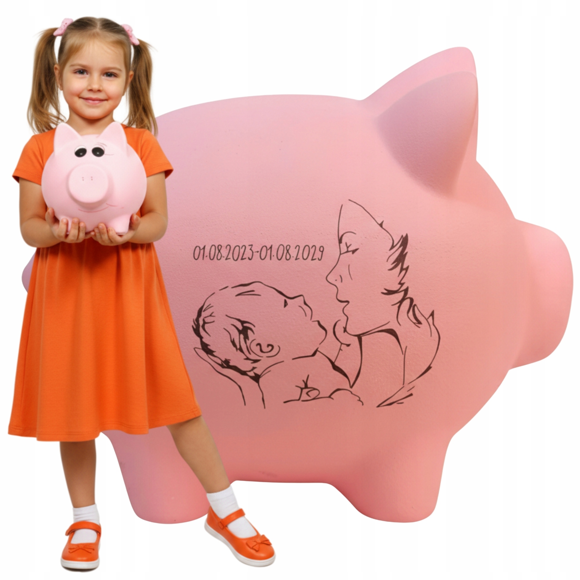 Personalizovaná Pokladnička S Jménem a grafikou Velká XXL růžová Hand Made