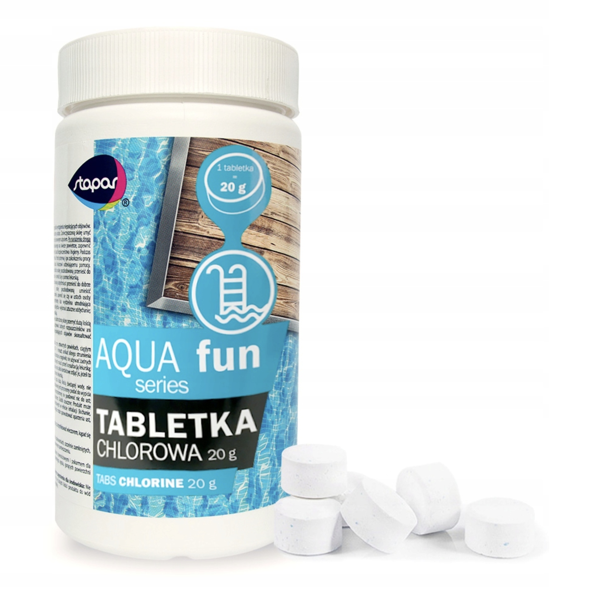 Chlor w Tabletkiach Stabilizowany do Dezynfekcji Wody Basenu Stapar 20g 1kg