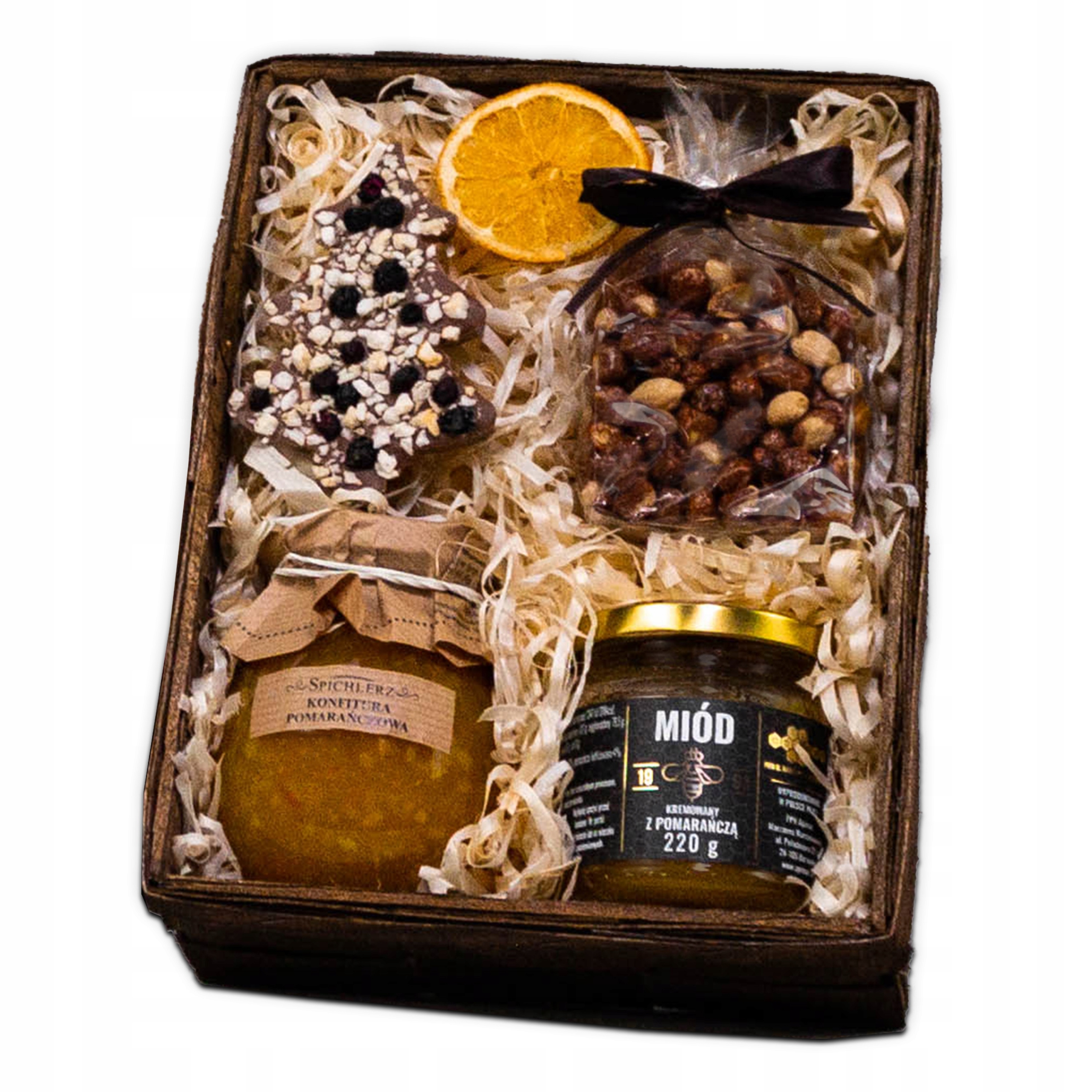 Levně Dárkový koš, vánoční Set zavařenina , čokoláda , med, ořechy