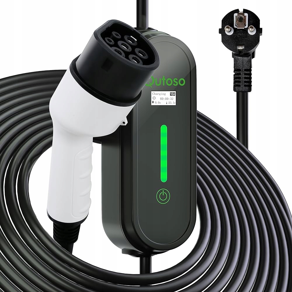 Mobilna Ładowarka EV Typ 2 6m 230V 3,6kW LCD Regulacja 8A / 16A Qutoso