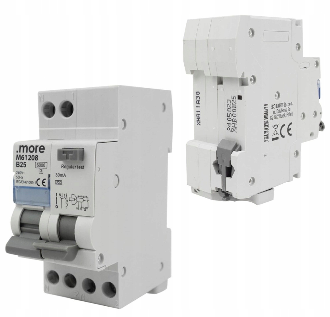 Diferenciální proudový spínač s nadproudovým členem 1PN B 25A 30mA typ A