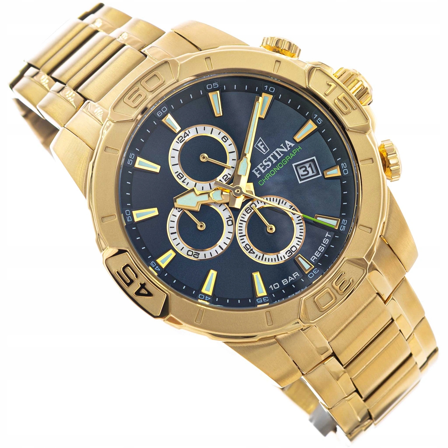 Pánské Hodinky Festina F20705/5 Timeless Chronograph Zlaté Na Náramku
