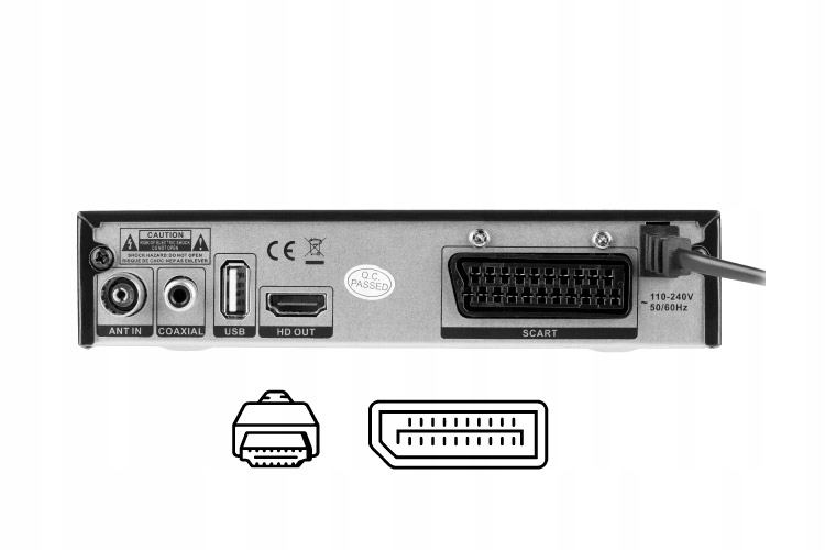 Tuner DVB-T2/C HEVC H.265 IPTV YouTube HDMI SCART Cabletech Informacje o bezpieczeństwie CE
