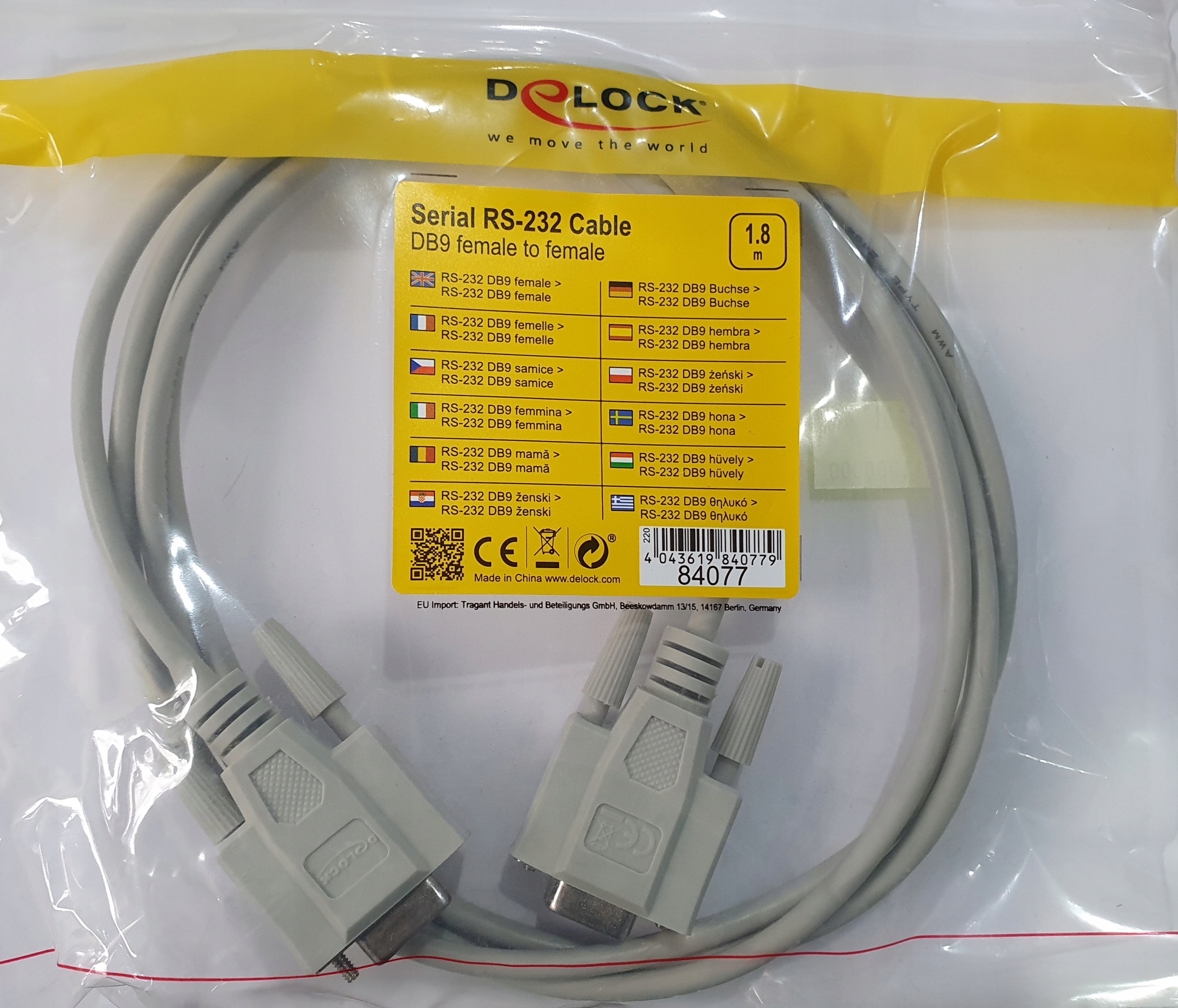 

Delock kabel DB9 RS232 9pin 1,8m ż/ż Null Modem
