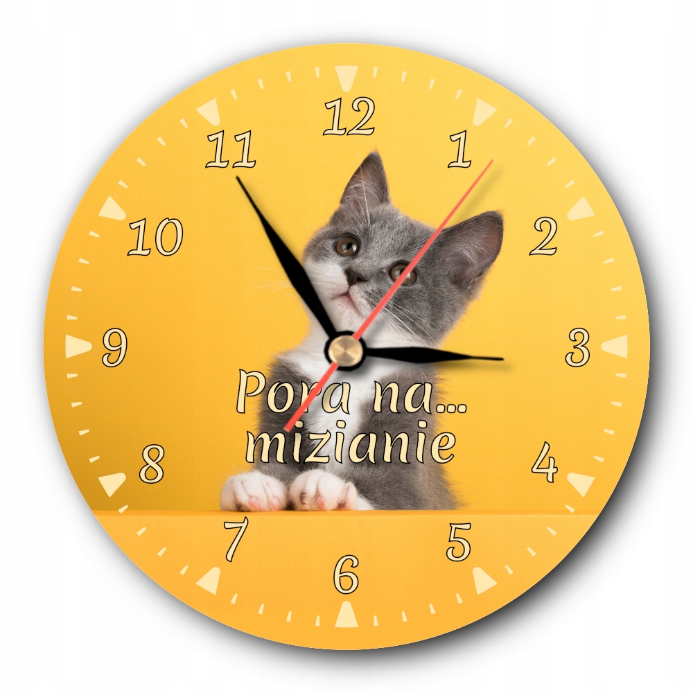 Zegar z kotkiem słodki kotek kot Pora na mizianie