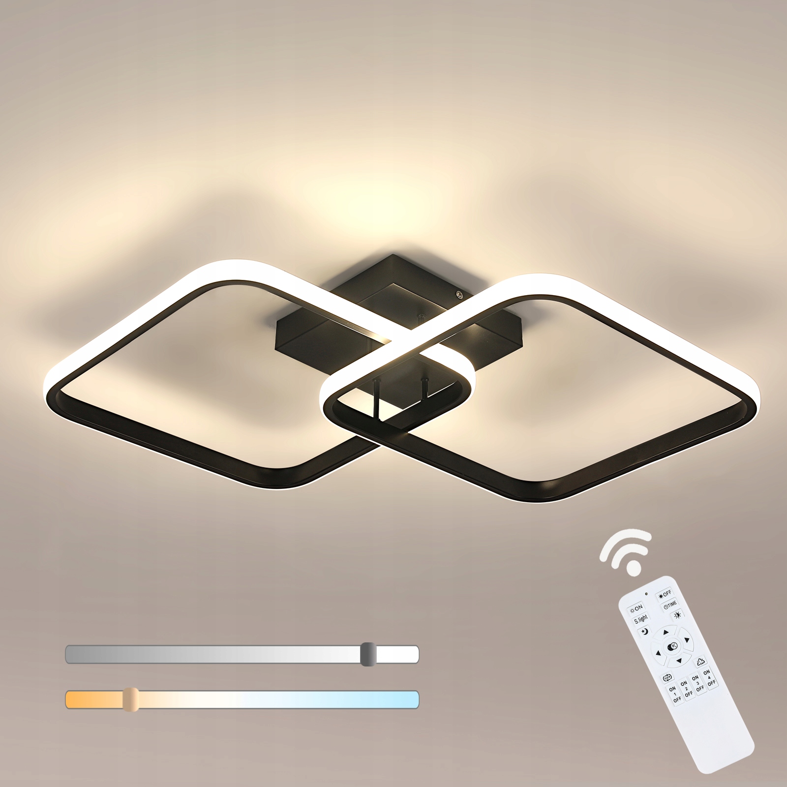 Led Stropní Svítidlo Černé Čtvercové Moderní S Dálkovým Ovládáním 50W