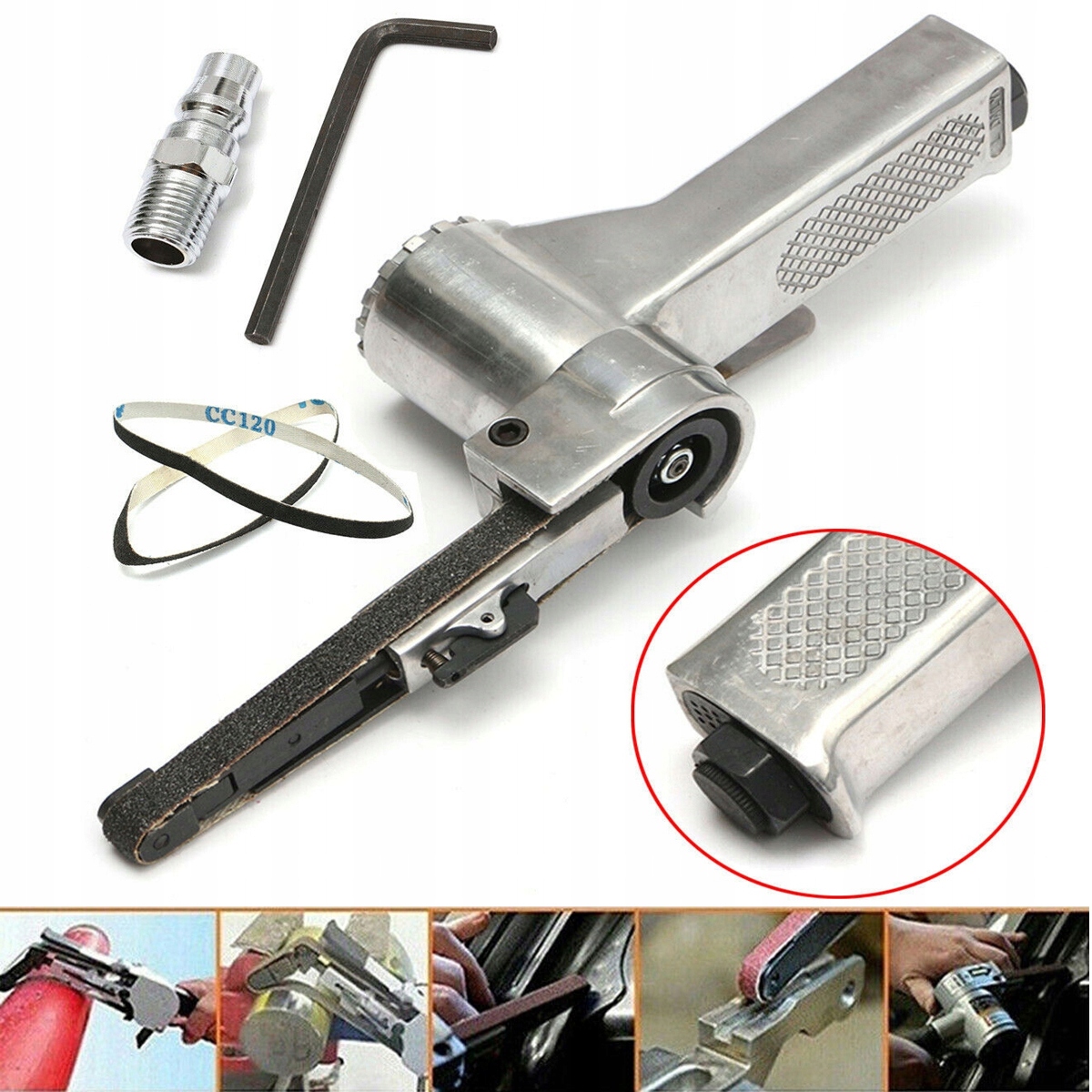 Pneumatická Pásová Bruska 10X330 MM 25 Ks Nekonečná Páska