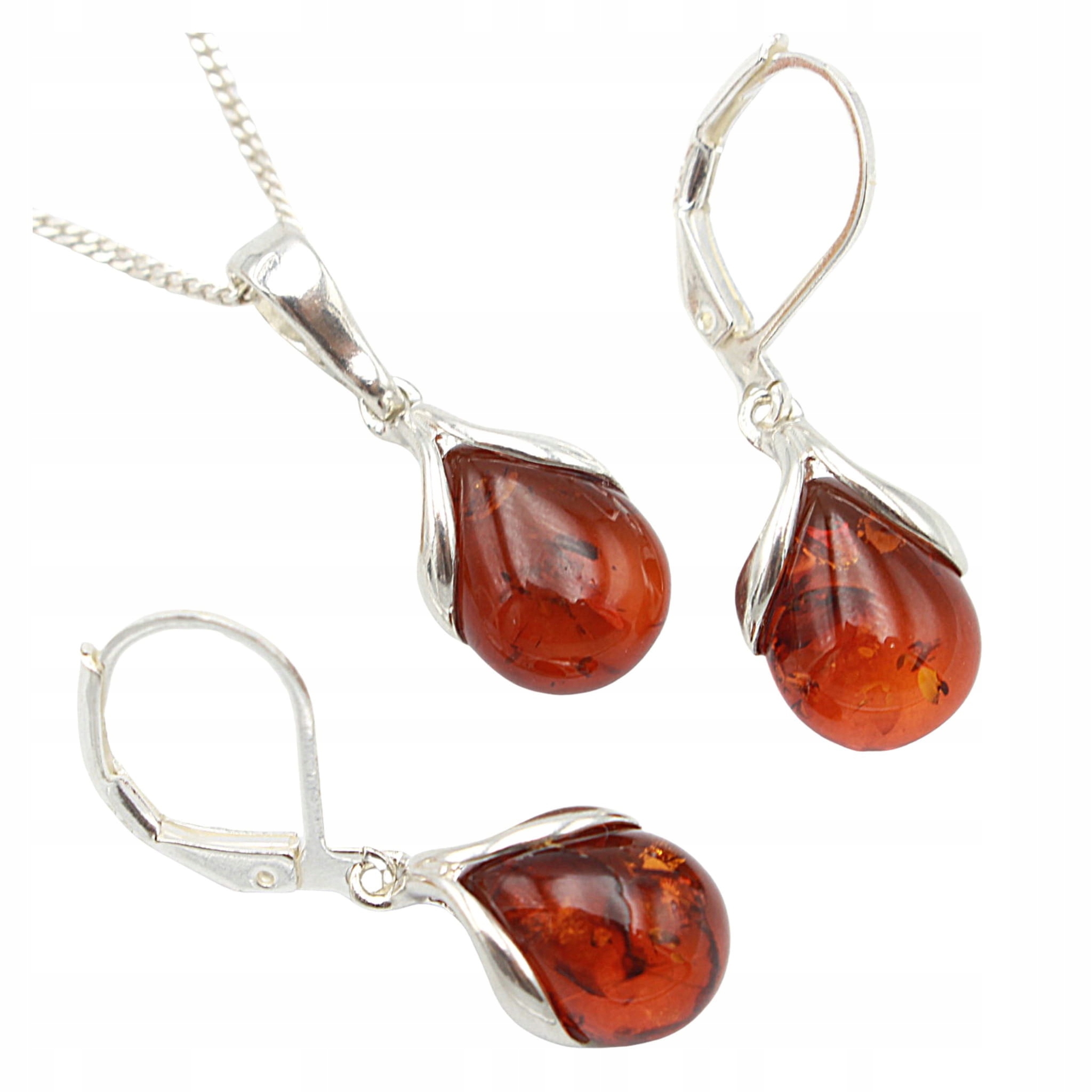 Komplet s jantarem Jantar stříbro
