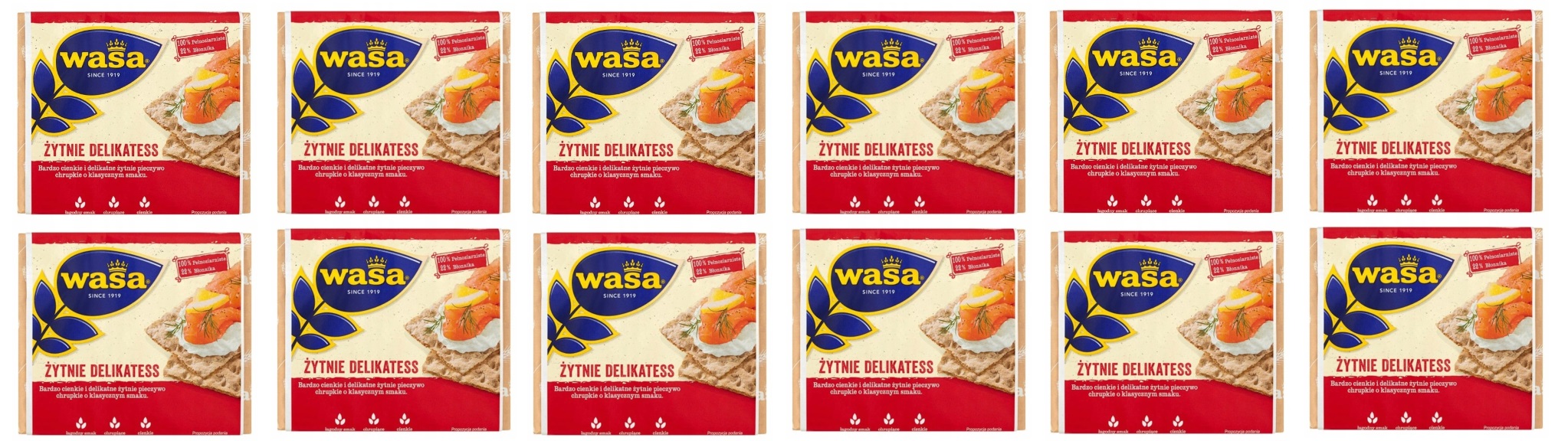 Levně 12 x 210 g Wasa Delikatess trvanlivé pečivo žitné Karton