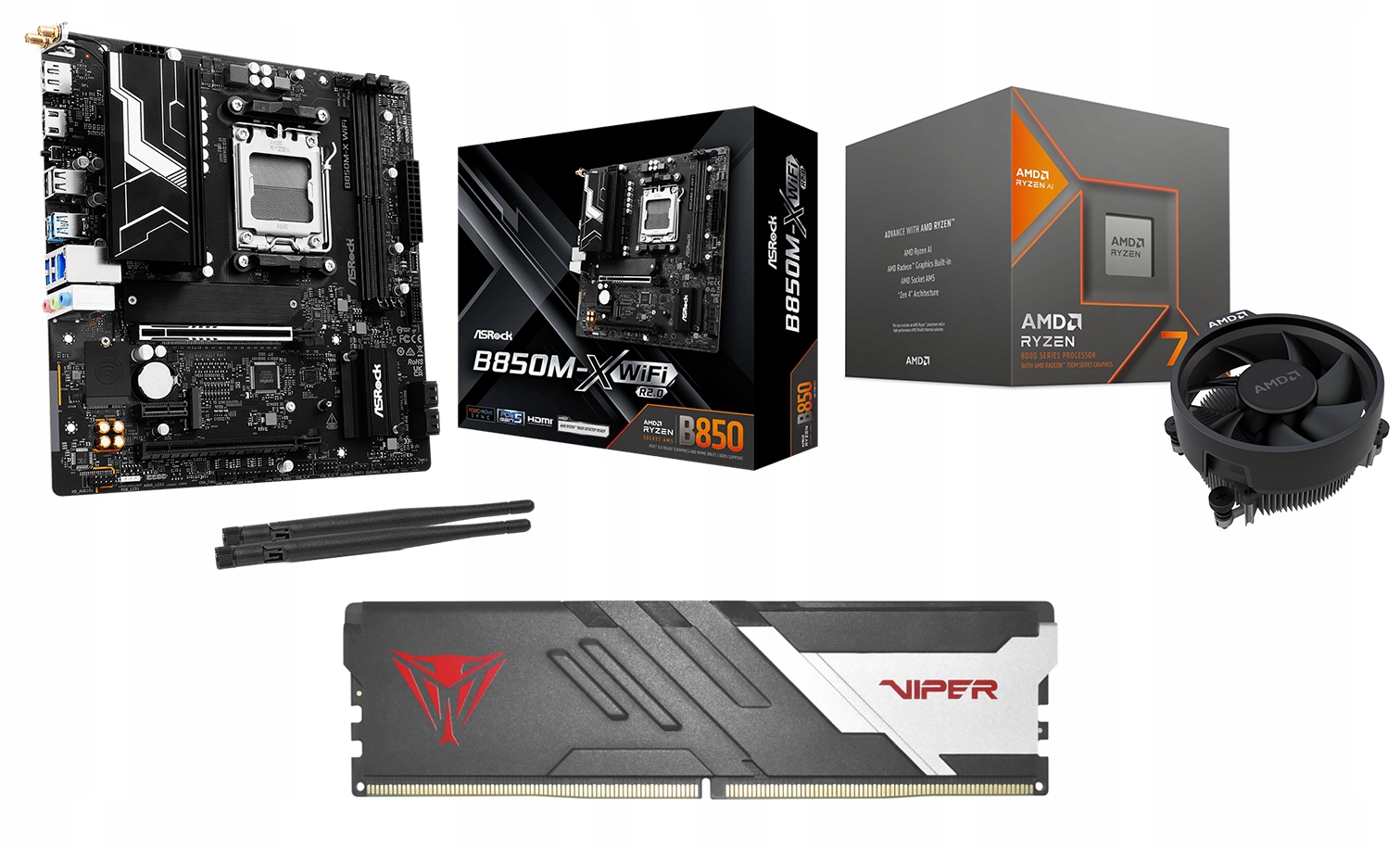 Zestaw Amd Ryzen 7 8700G B850M-X Wifi R2.0 64GB 6000