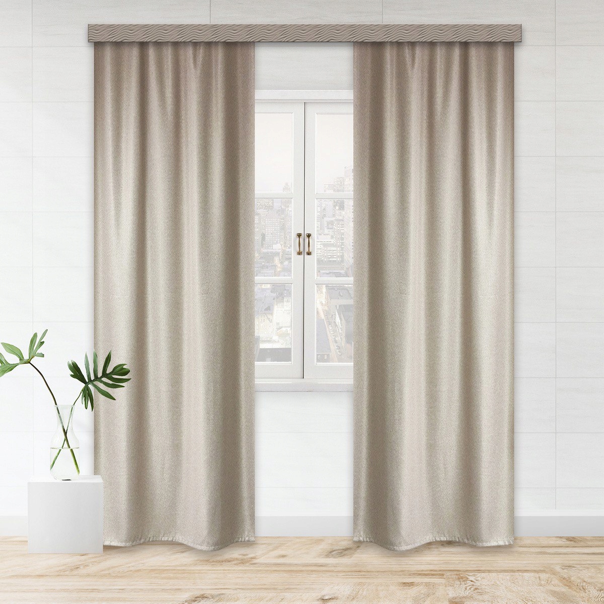 

Zasłona gotowa Jasny beż Struktura Len 150x270