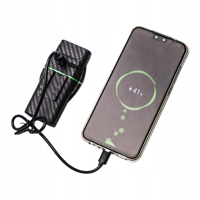 MOCNA LAMPKA LATARKA ROWEROWA PRZEDNIA LED USB NA ROWER PRZÓD + POWERBANK Model VA0047