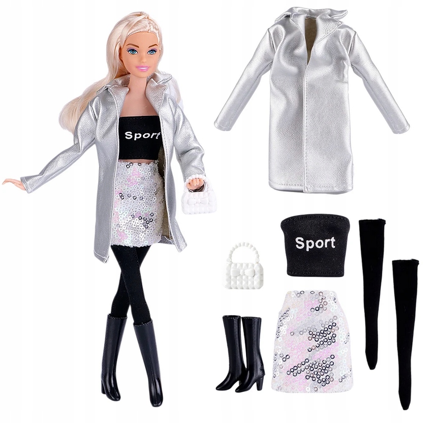 UBRANKO MODNY ZESTAW A'LA SKÓRA STRÓJ PŁASZCZ BUTY AKCESORIA