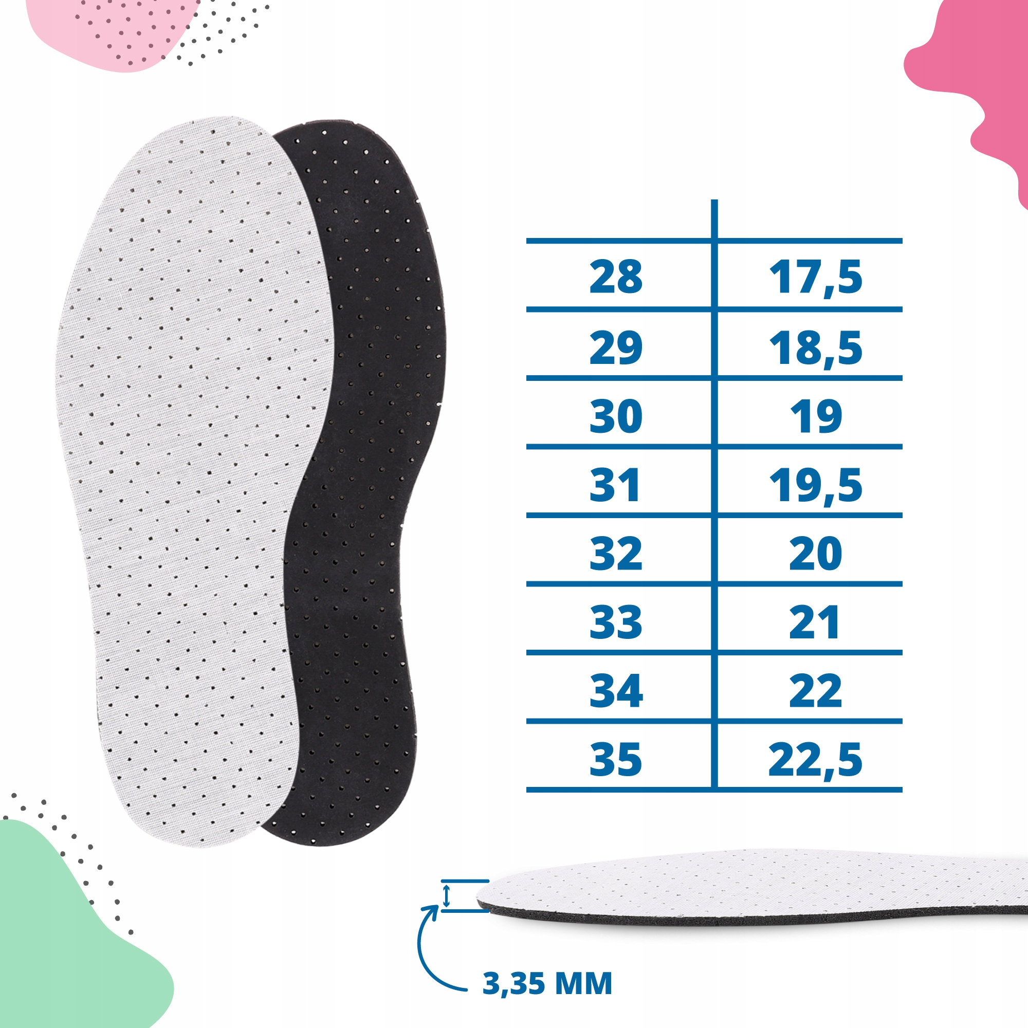 PRZECIWPOTNE wkładki do butów Z WĘGLEM AKTYWNYM pochłania zapach 35 Model km