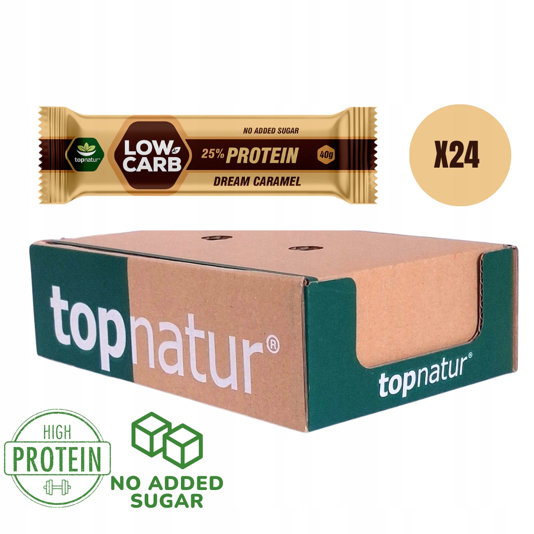 Opakowanie 24x40 g baton proteinowy LowCarb bez dodatku cukru "Caramel"