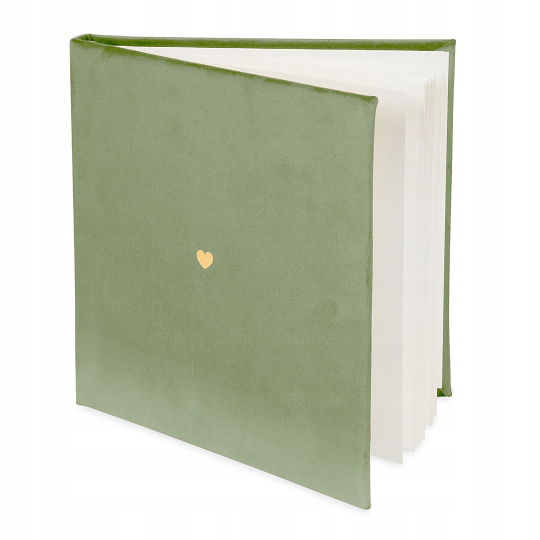 Album Welurowy do Wklejania Zdjęć pZE złotym sercem Pergamin sage M43