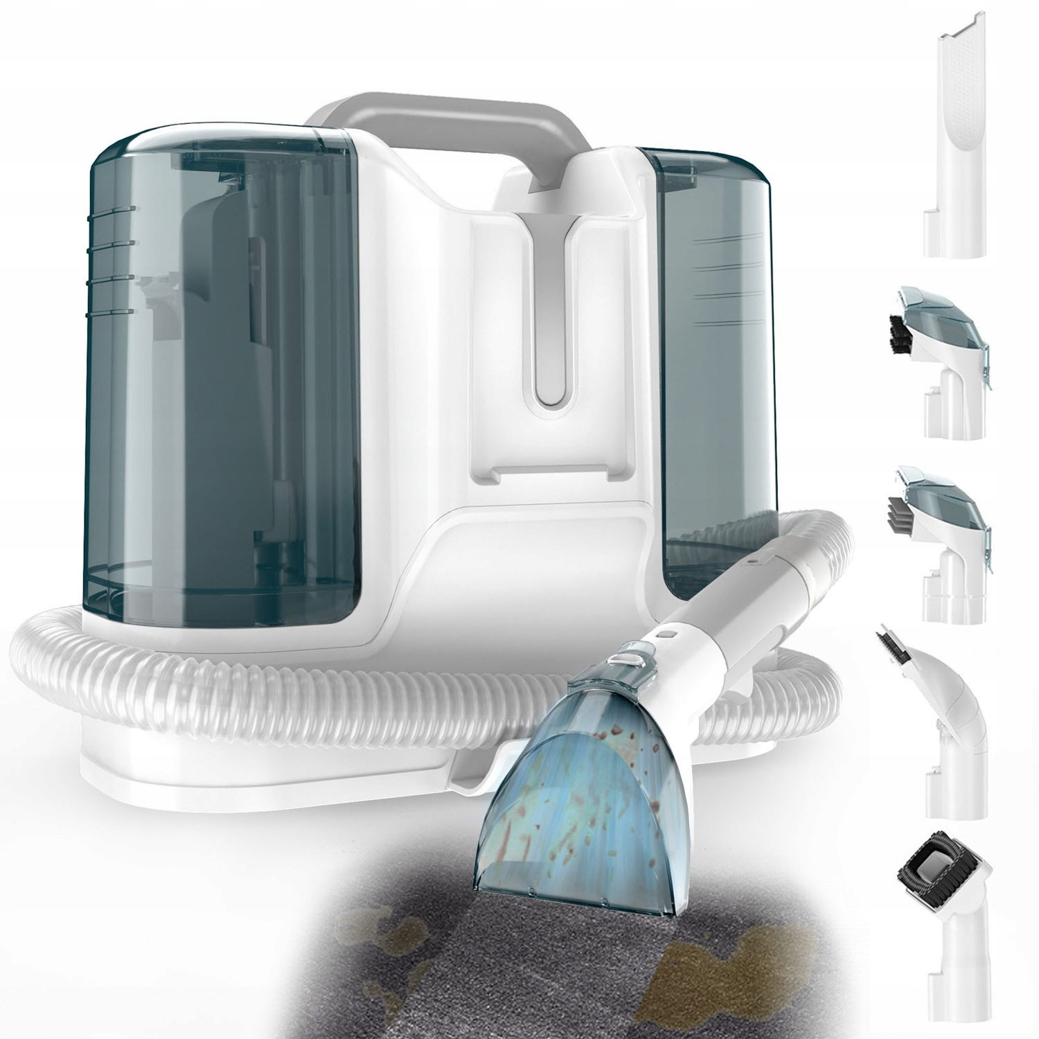 Vysavač Mokro Sucho Na Čištění Tkanin 1.8+0.6L Silný 6 Hlavic 450W