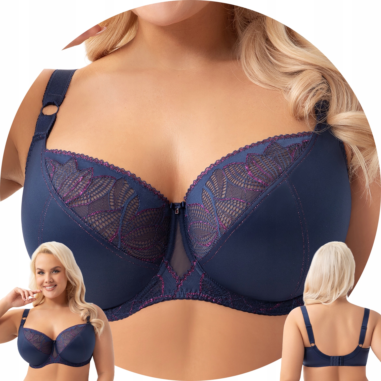 Gorsenia K970 Astrid modrá krajka Měkká podprsenka 85E Soft