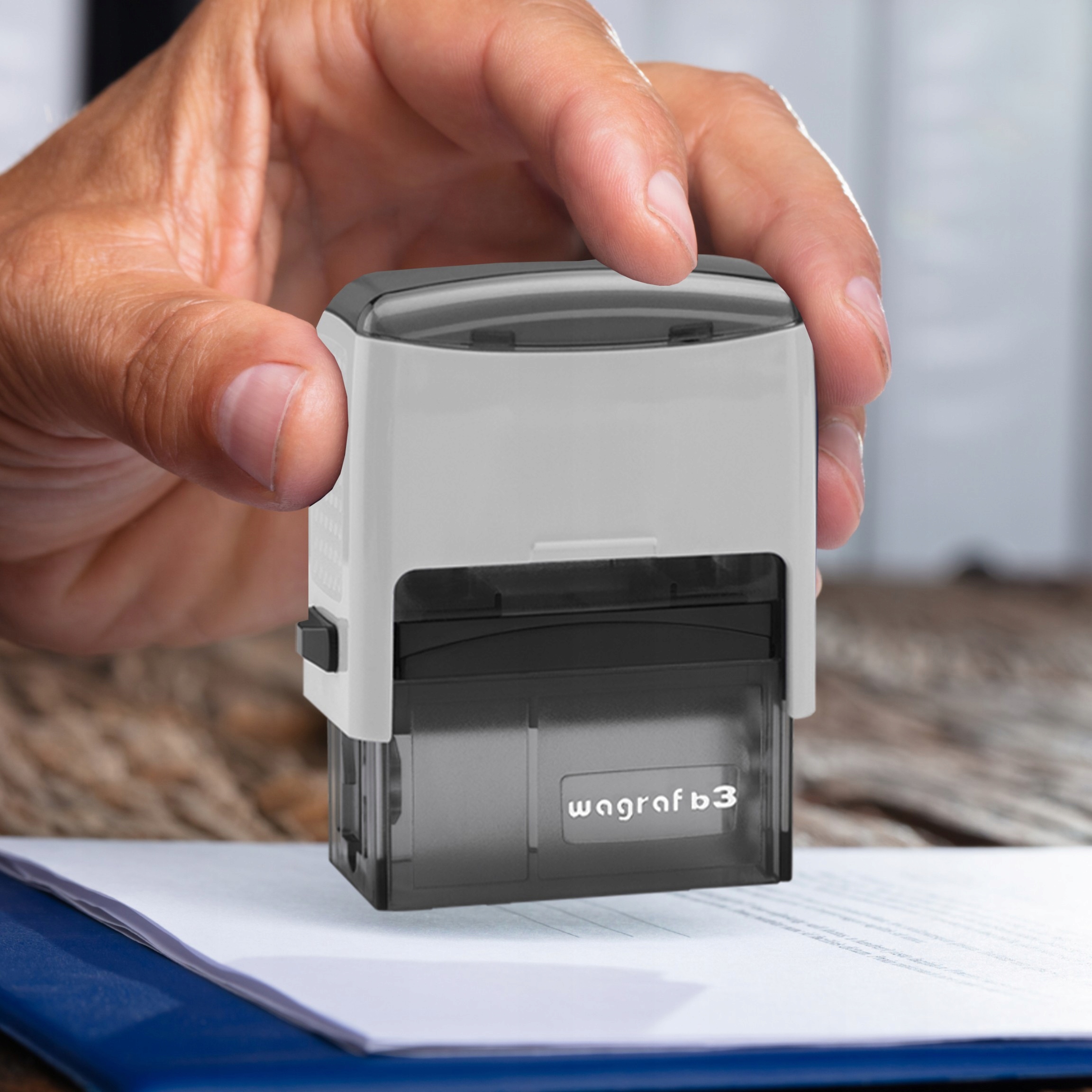 PIECZĄTKA WAGRAF B3s DO 6 LINII FIRMOWA IMIENNA BIUROWA PROJEKT + GUMKA Rodzaj elementu stemplującego Gumka laserowa