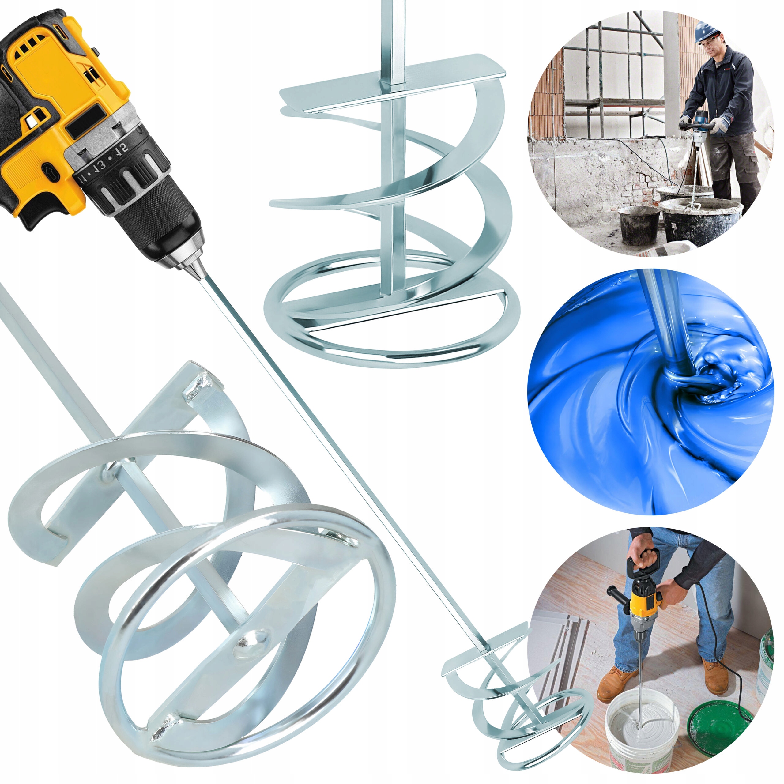 MIESZADŁO MIESZARKA MIESZALNIK STALOWE 80 mm DO FARB ZAPRAW KLEJU SPIRALNE