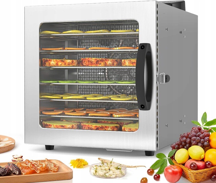 Suszarka do żywności stal nierdzewna 8 poziomów 30–90°C timer Lecon Chef
