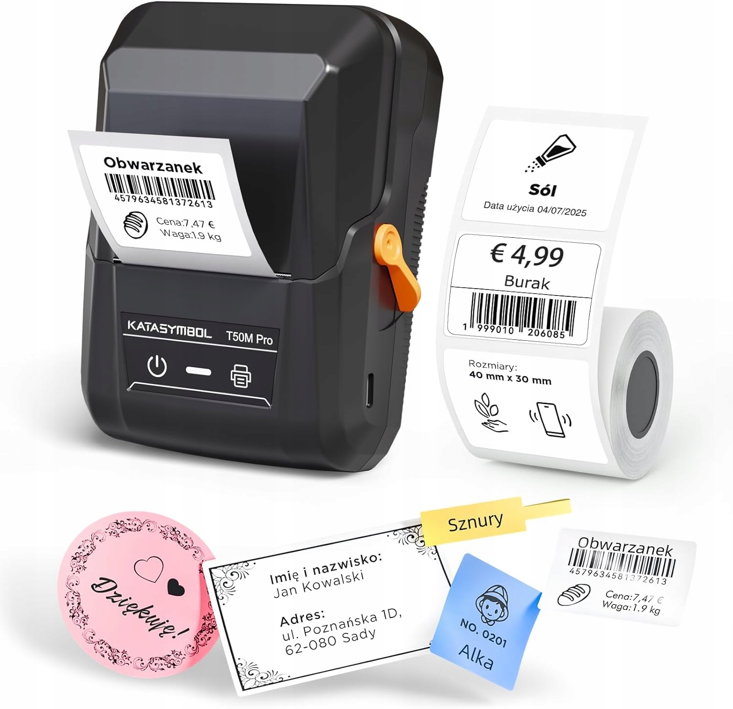 DRUKARKA ETYKIET SAMOPRZYLEPNYCH Z JEDNĄ ROLKĄ SMART APP BLUETOOTH CZARNA