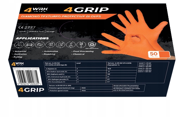 RĘKAWICE NITRYLOWE ROBOCZE POMARAŃCZOWE TEKSTURA WARSZTATOWE 50 SZT 8-M Marka 4WRK