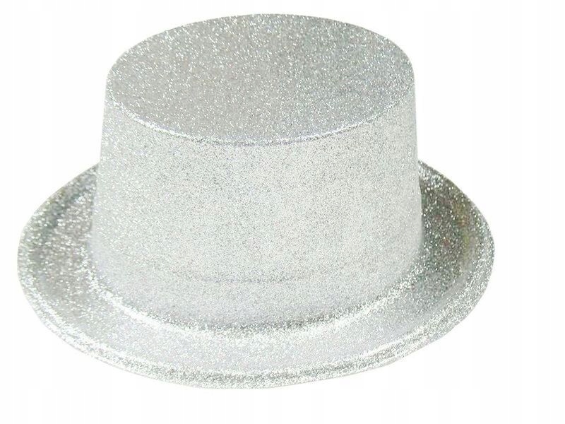 

Kapelusz Cylinder Brokatowy Srebrny 53-58CM