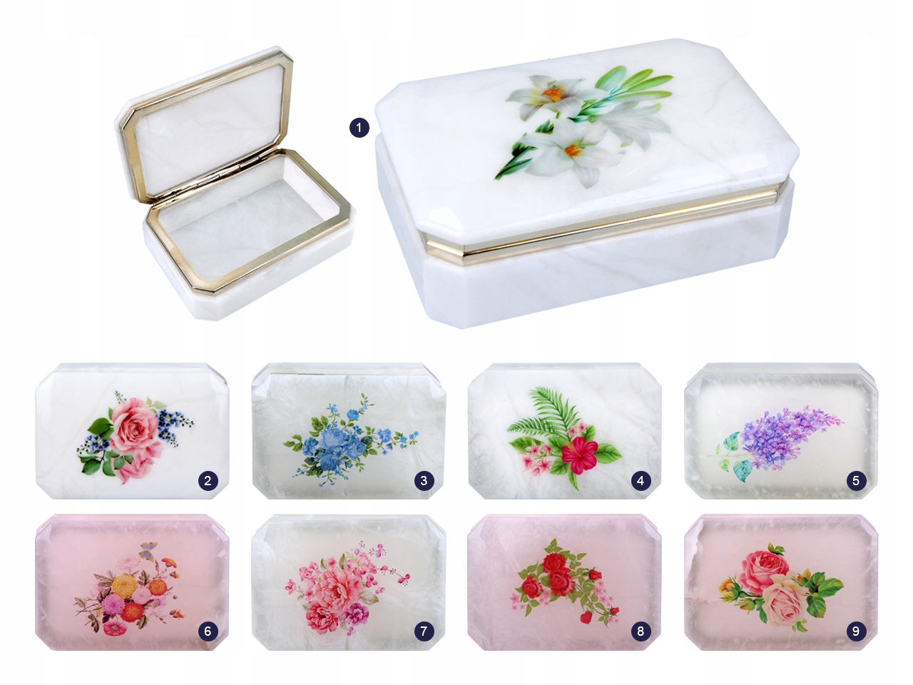 Alabastrová Kazeta Obdélníková Nádoba Na Šperky Krabička 9 X 13 CM