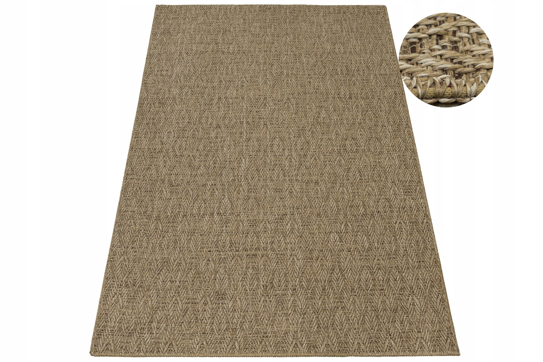 Dywan Sznurkowy Antypoślizgowy Beż Brąz W Listki Na Taras Ella 120x170 cm