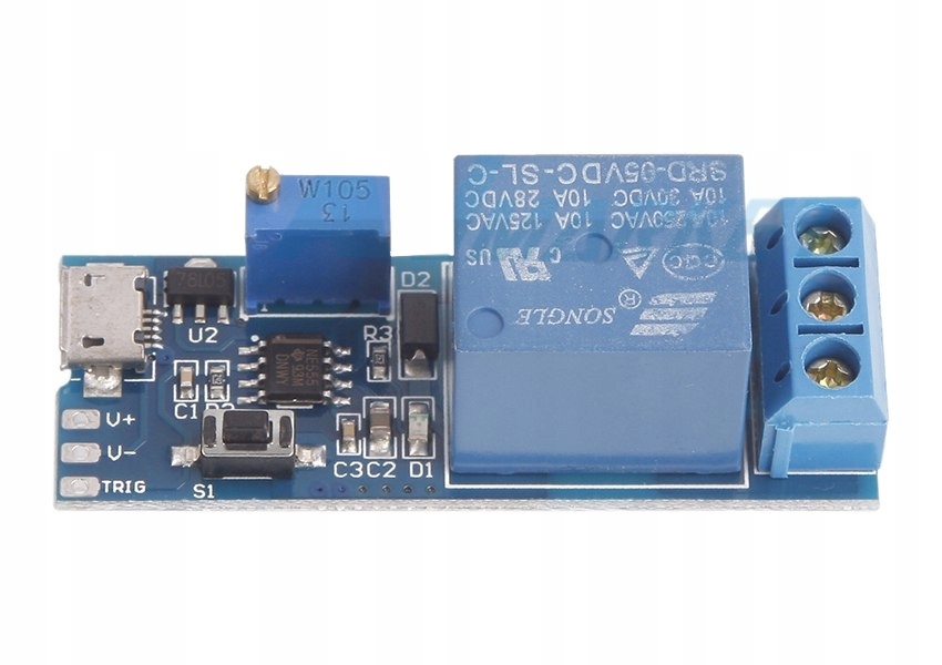 MODUŁ PRZEKAŹNIK CZASOWY 5-30V 10A Z WYZWALANIEM Kod producenta 105-09