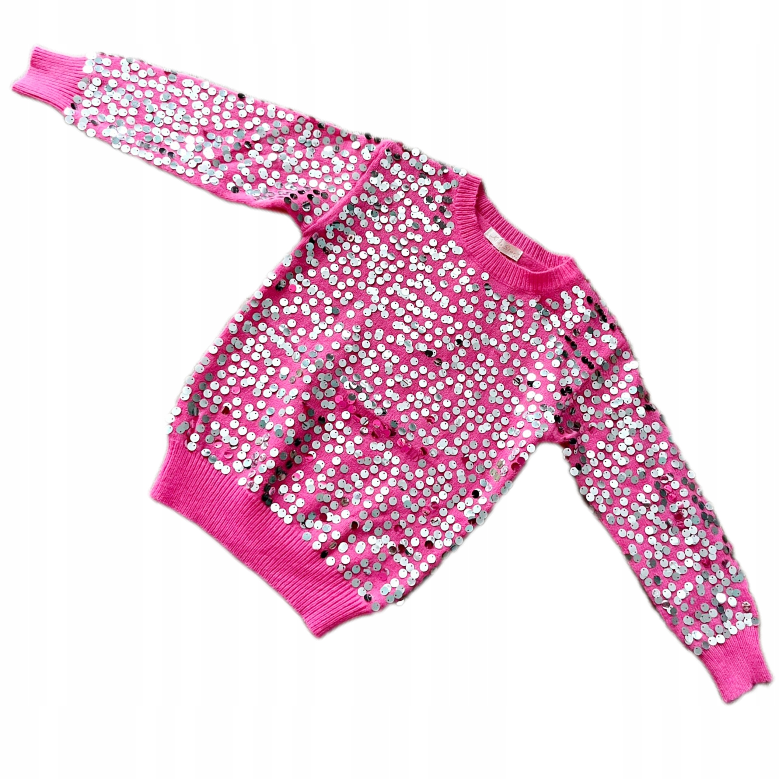 Sweter z cekinami dla dziewczynki różowy 10 lat Rękaw długi rękaw