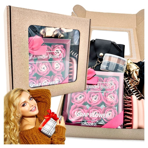 Elegantní hotový dárek pro ni premium flower box s kabelkou a doplňky