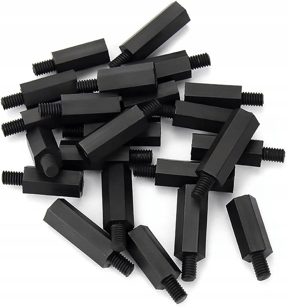 DYSTANS NYLONOWY 5mm Z GWINTEM M3 Z/W