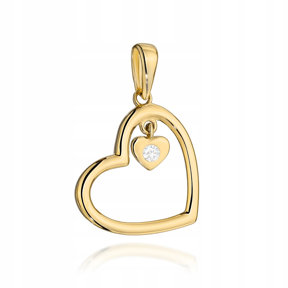 ZŁOTA ZAWIESZKA WISIOREK 585 SERCE SERDUSZKO Z CYRKONIĄ