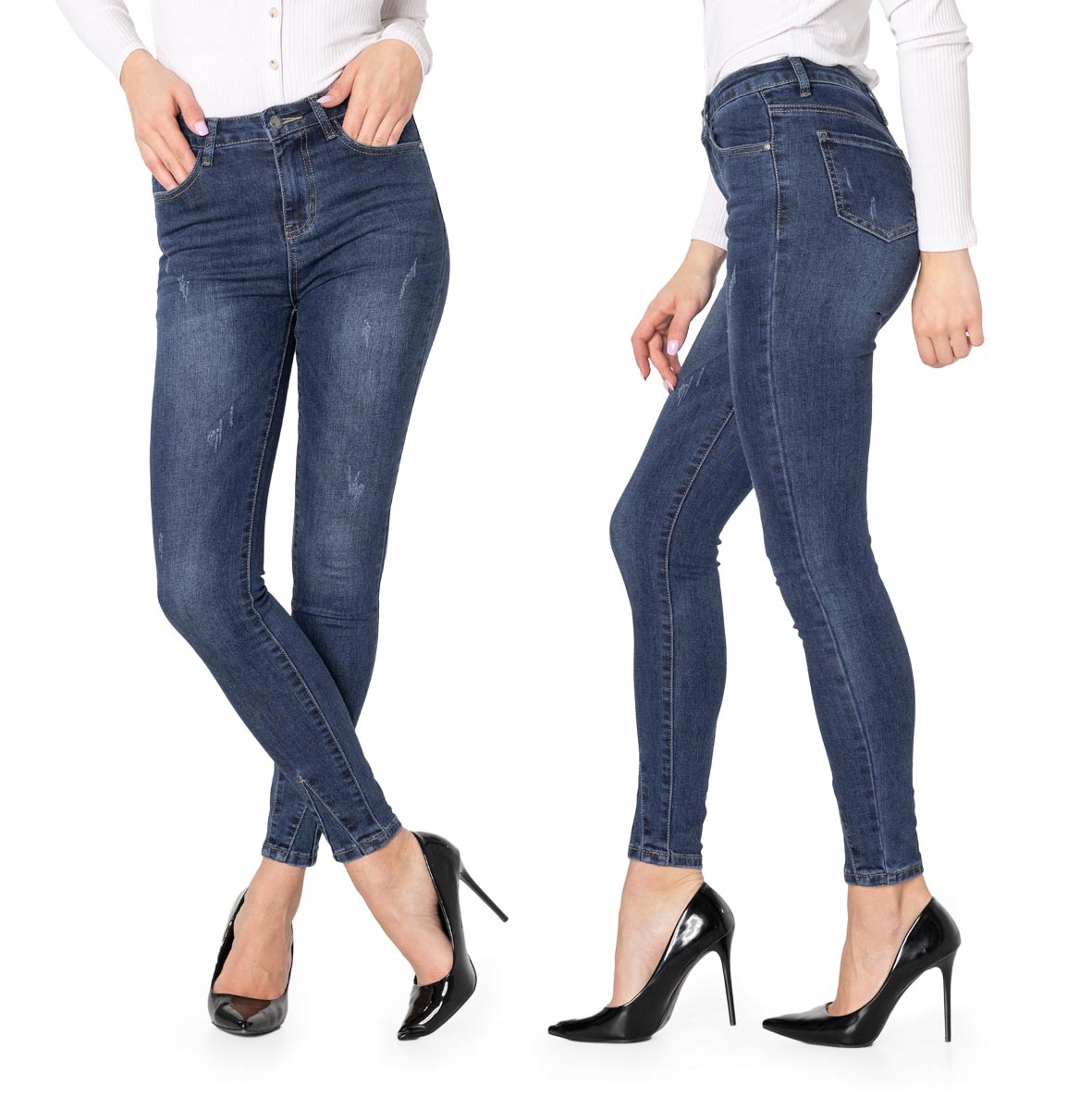 

Spodnie Damskie Jeansy Rurki Wysoki Stan YC011 M