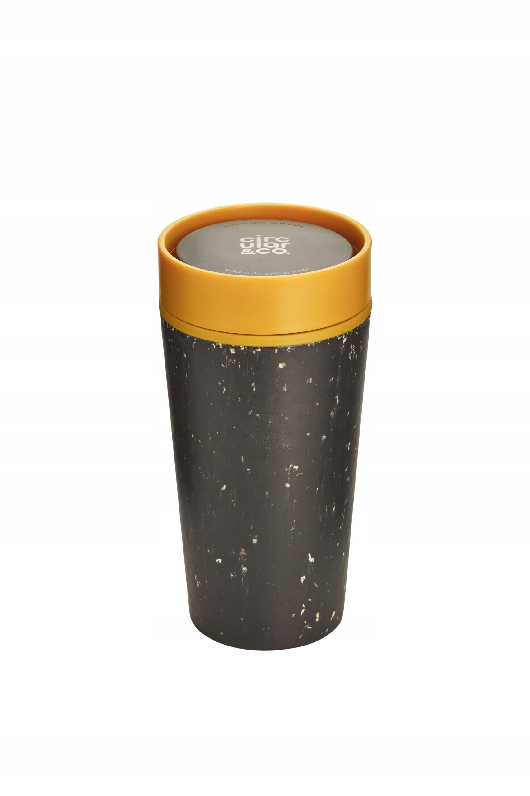 

Kubek na kawę z recyklingu czarno-żółty 340ml