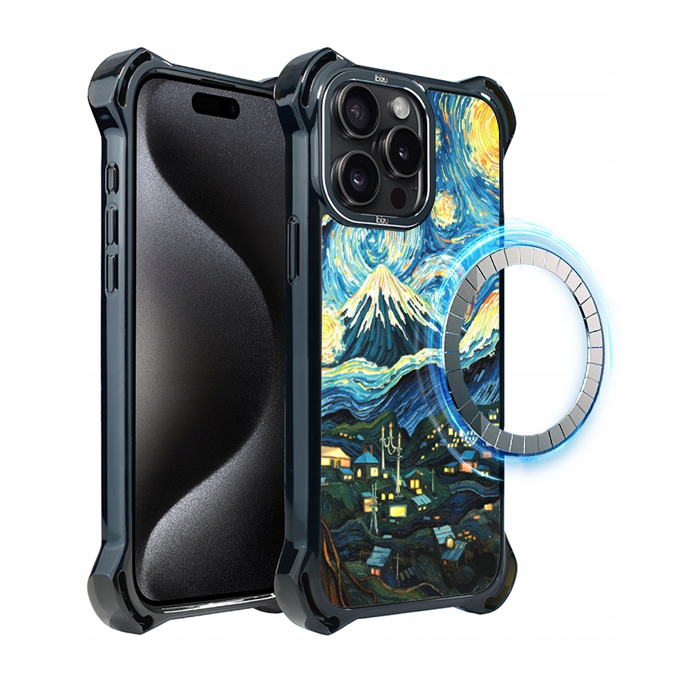 Pouzdro pro iPhone 15 Pro Max Ibizu DropGuard Ultra s MagSafe, Van Gogh, noc