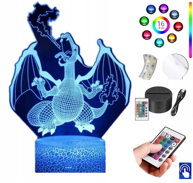 

Lampka na biurko Pokemon Charizard 16 Led Plexido